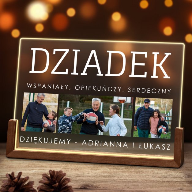 Lampka LED pozioma z nadrukiem na szkle akrylowym dla dziadka