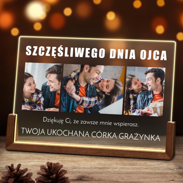 Lampka LED pozioma z nadrukiem na szkle akrylowym dla taty na Dzień Ojca