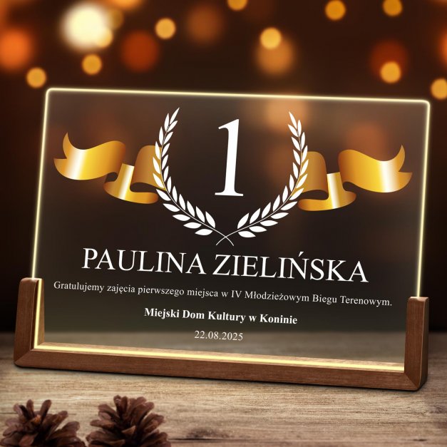Lampka LED pozioma z nadrukiem na szkle akrylowym dla niej dziewczynki biegaczki
