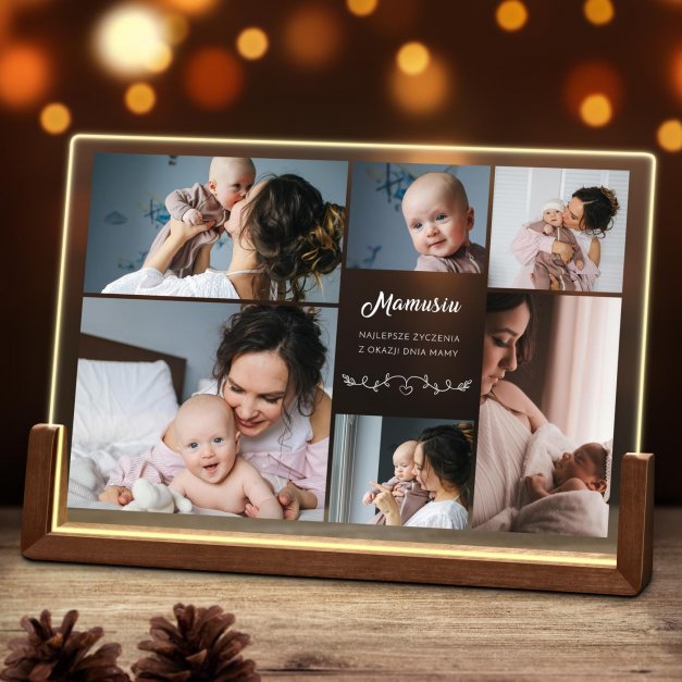 Lampka LED pozioma z nadrukiem na szkle akrylowym dla mamy na Dzień Matki