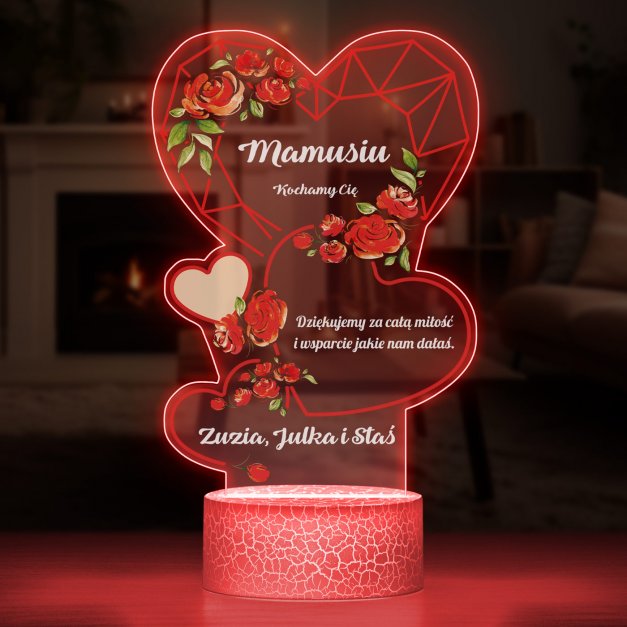 Lampka LED L z nadrukiem na szkle akrylowym dla mamy