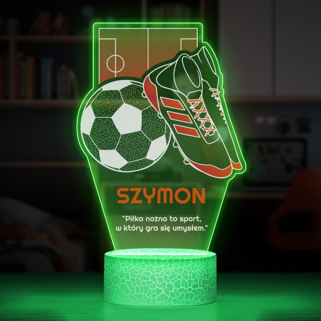 Lampka LED L z nadrukiem na szkle akrylowym dla piłkarza kibica