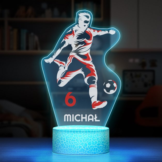 Lampka LED L z nadrukiem na szkle akrylowym dla piłkarza kibca na urodziny