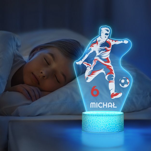 Lampka LED L z nadrukiem na szkle akrylowym dla piłkarza kibca na urodziny