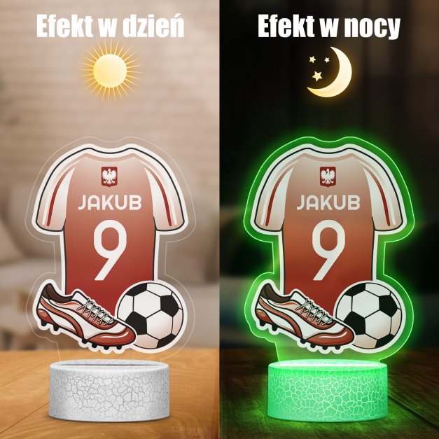 Lampka LED L z nadrukiem na szkle akrylowym dla piłkarza kibica na urodziny