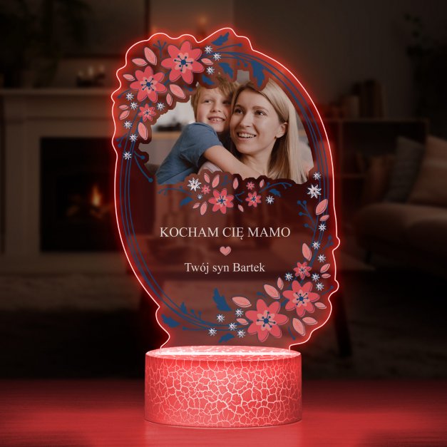 Lampka LED L 3D ze zdjęciem na szkle akrylowym dla mamy