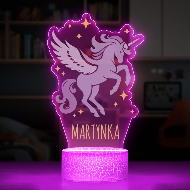 Lampka LED L 3D z nadrukiem na szkle akrylowym dla dziewczynki niej na imieniny