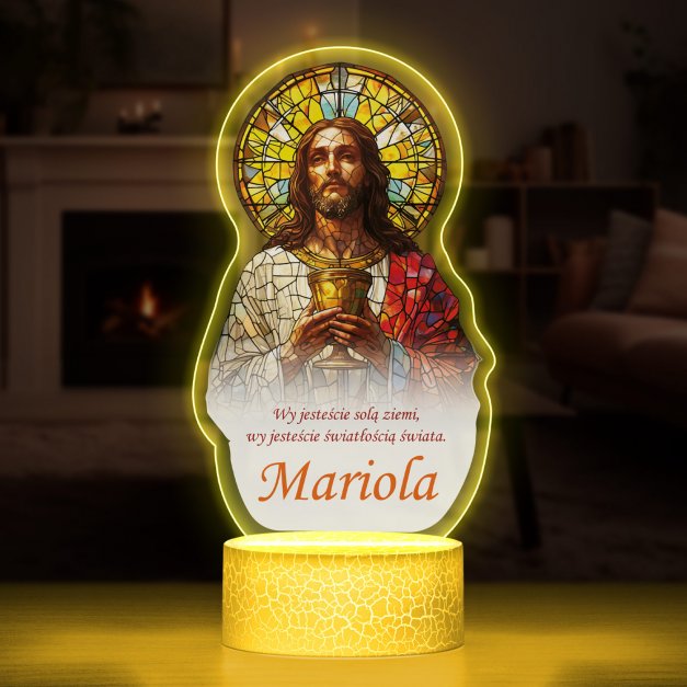 Lampka LED L 3D z nadrukiem na szkle akrylowym dla niej dziewczynki na komunię