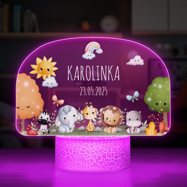 Lampka LED L 3D z nadrukiem na szkle akrylowym dla dziewczynki na urodziny