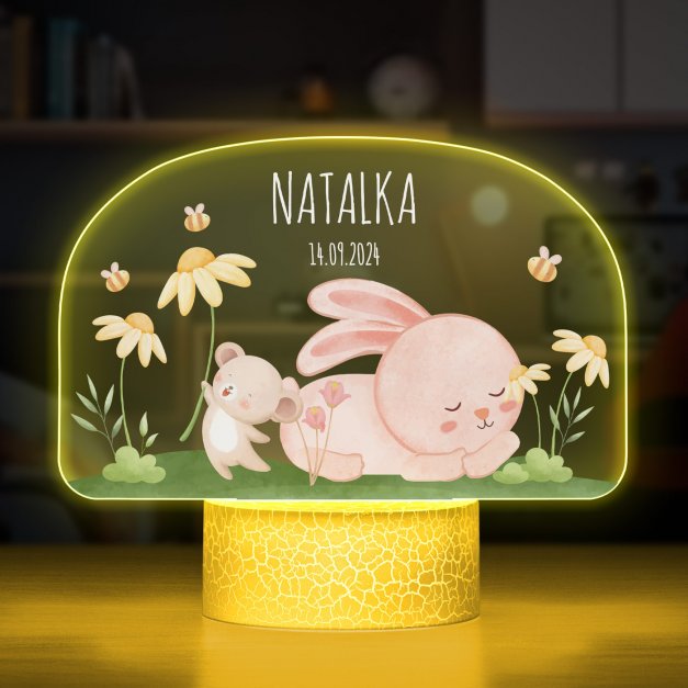 Lampka LED L 3D z nadrukiem na szkle akrylowym dla dziewczynki na urodziny