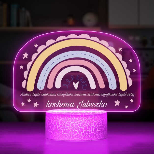 Lampka LED L 3D z nadrukiem na szkle akrylowym dla niej na imieniny