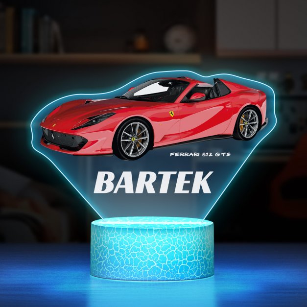 Lampka LED L 3D z nadrukiem na szkle akrylowym dla fana motoryzacji kierowcy na imieniny