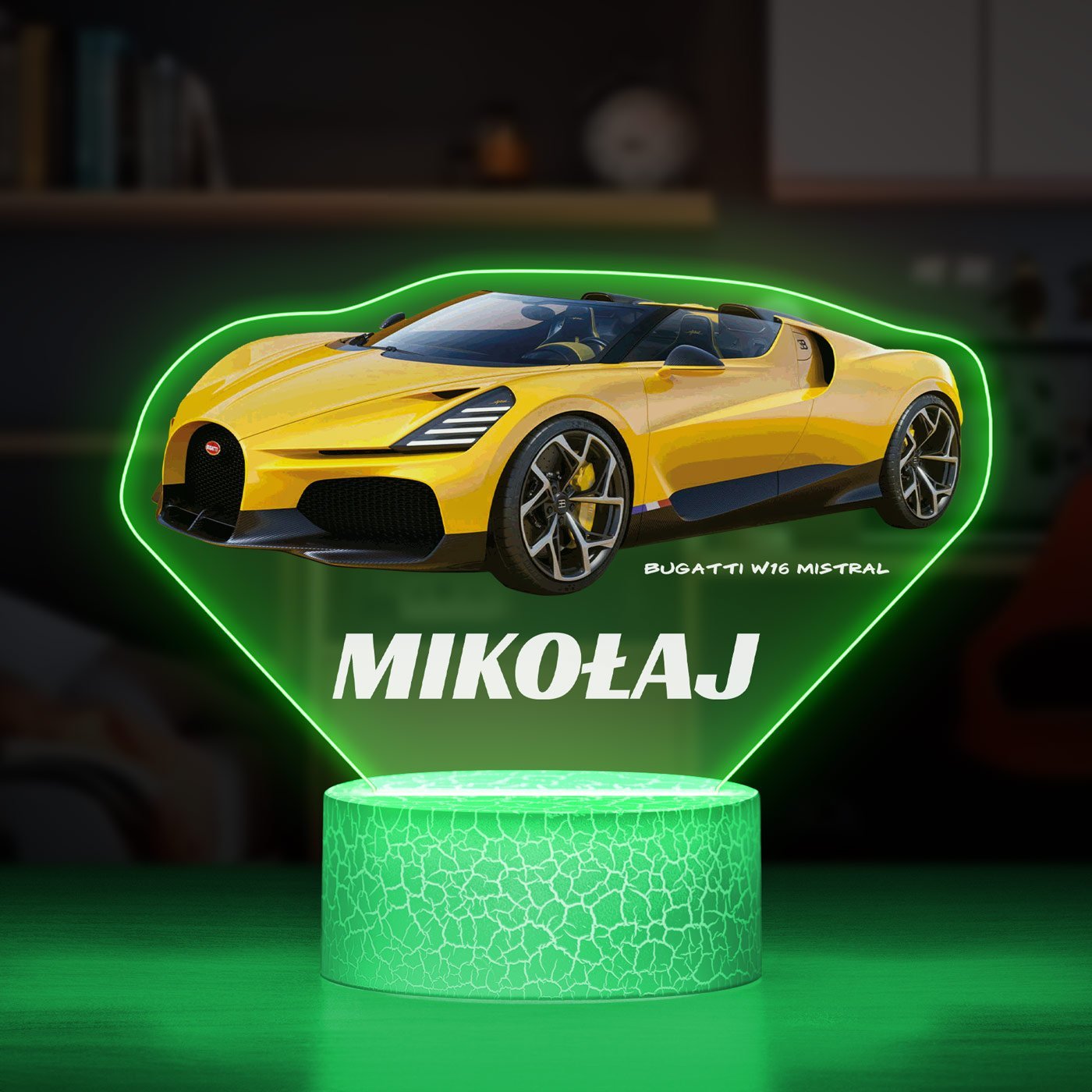 Lampka LED L 3D z nadrukiem na szkle akrylowym dla kierowcy fana motoryzacji na imieniny