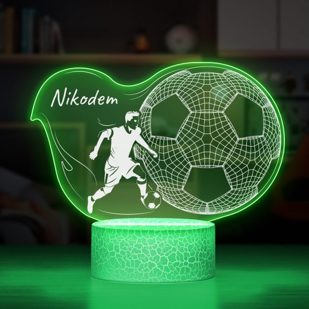 Lampka LED L 3D z nadrukiem na szkle akrylowym dla piłkarza kibica na imieniny