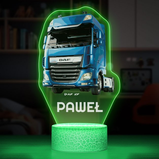 Lampka LED L 3D z nadrukiem na szkle akrylowym dla kierowcy ciężarówki na imieniny