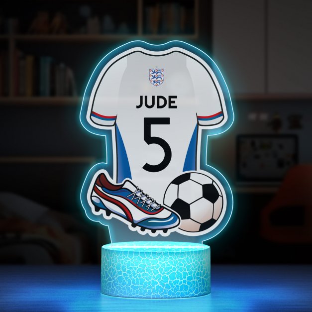 Lampka LED L 3D z nadrukiem na szkle akrylowym dla piłkarza kibica na urodziny imieniny
