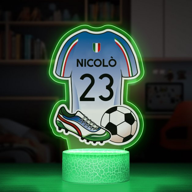 Lampka LED L 3D z nadrukiem na szkle akrylowym dla piłkarza na imieniny urodziny