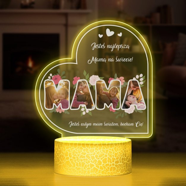 Lampka LED L z nadrukiem na szkle akrylowym dla mamy