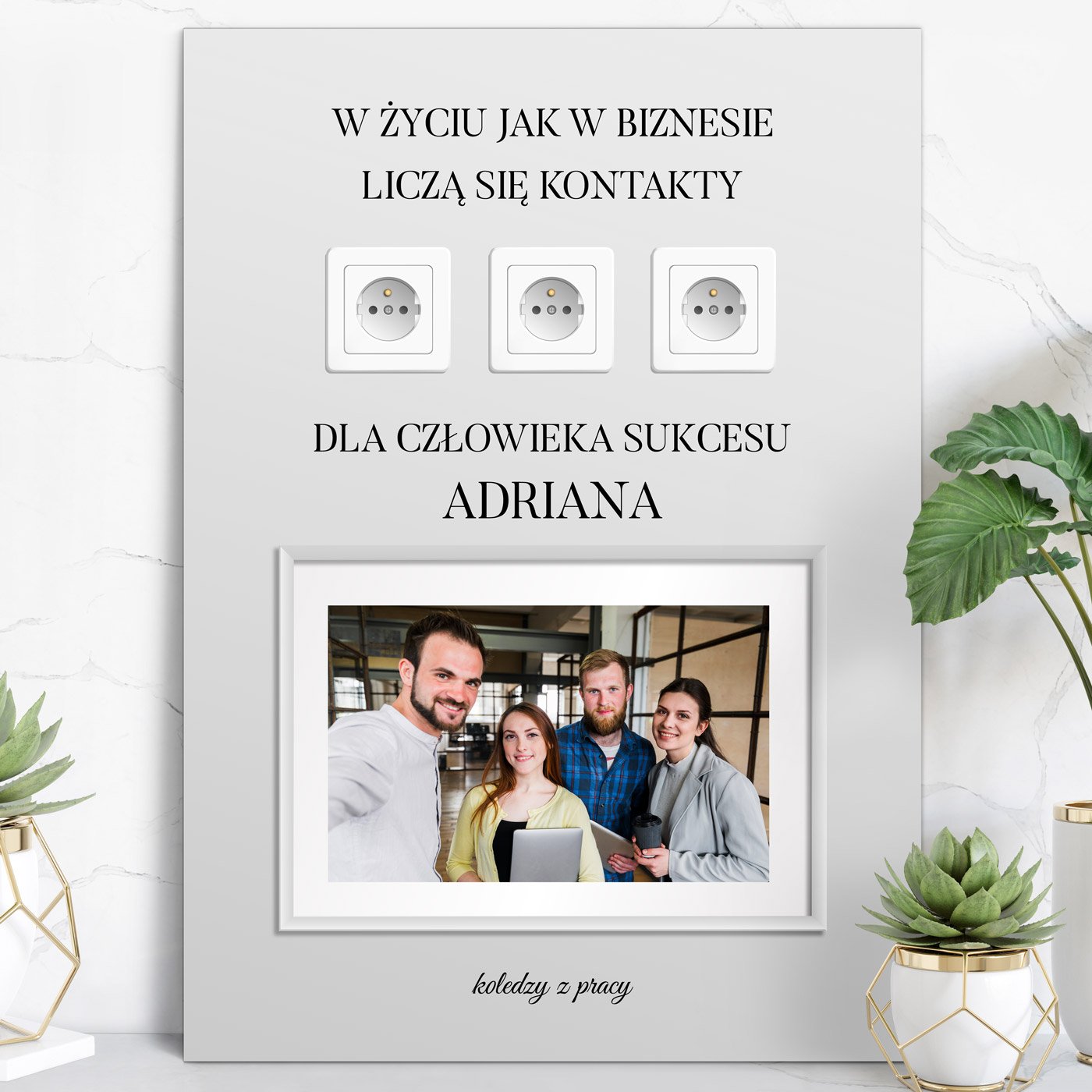 Plakat metalowy personalizowany L ze zdjciem dla kolegi z okazji awansu w pracy