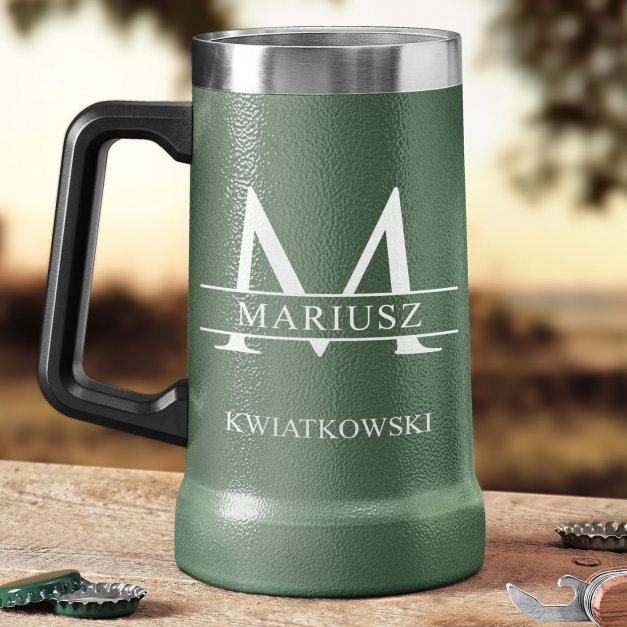 Zielony kubek termiczny kufel z grawerem dla gentlemana