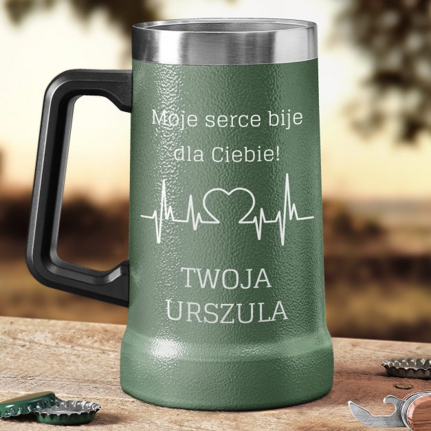 Zielony kubek termiczny kufel z grawerem dla chłopaka męża narzeczonego na walentynki rocznicę