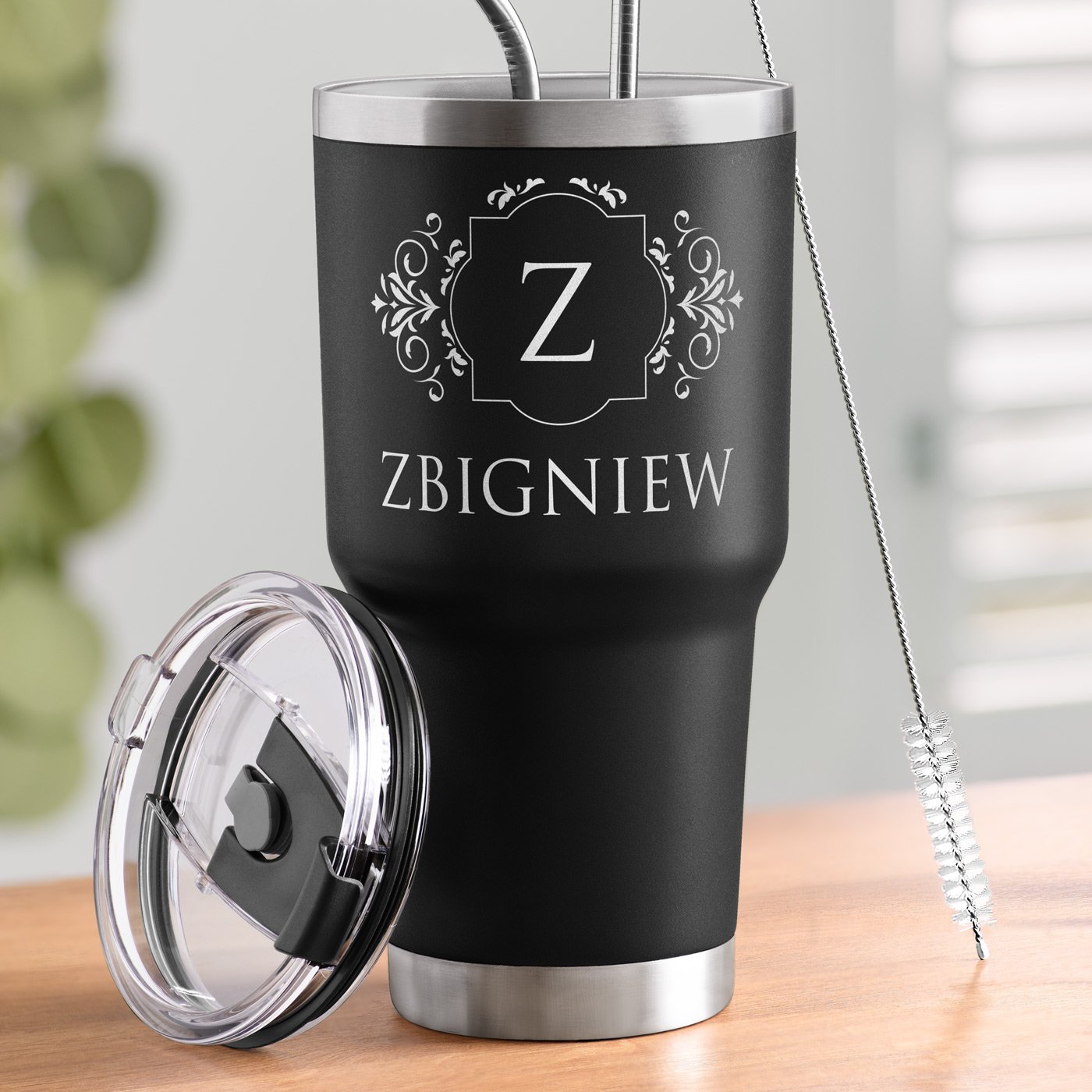 Czarny kubek termiczny z wasnym grawerem dla niej na imieniny