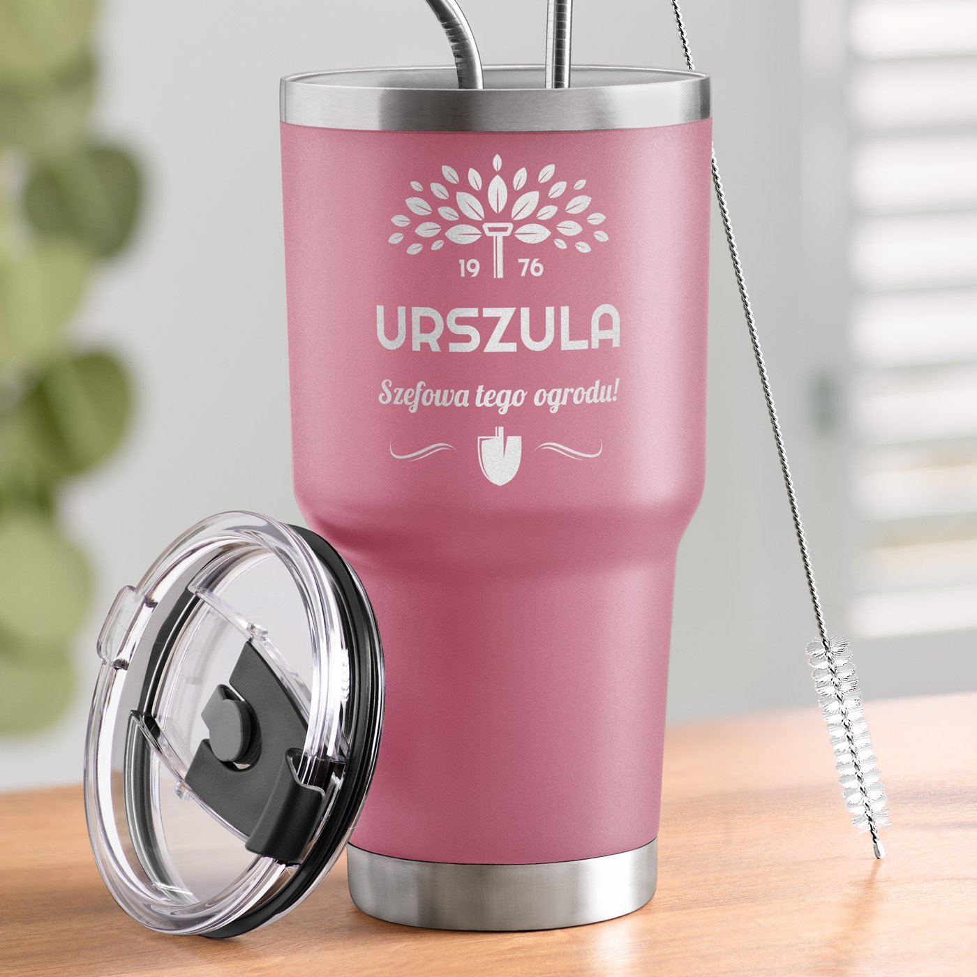Rowy kubek termiczny z wasnym grawerem dla niej ogrodniczki na urodziny
