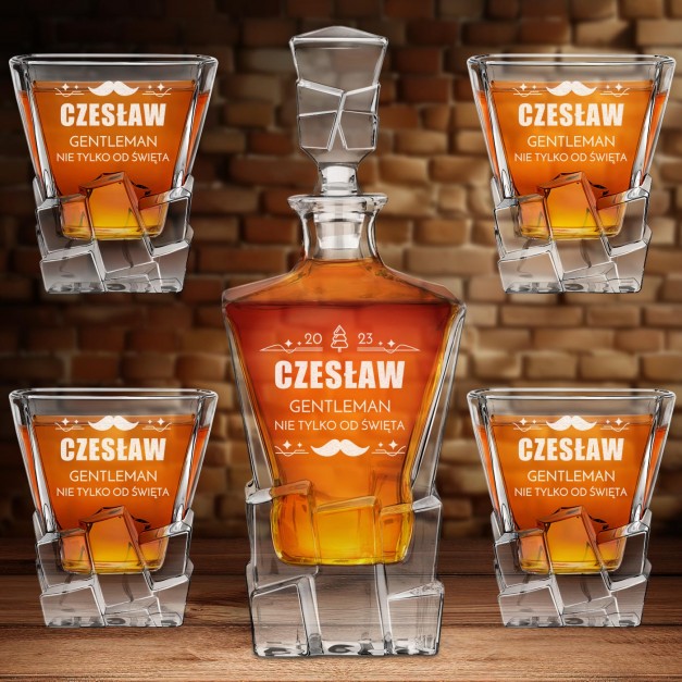 Karafka Ice Blink i 4 szklanki z grawerem dla gentlemana na święta