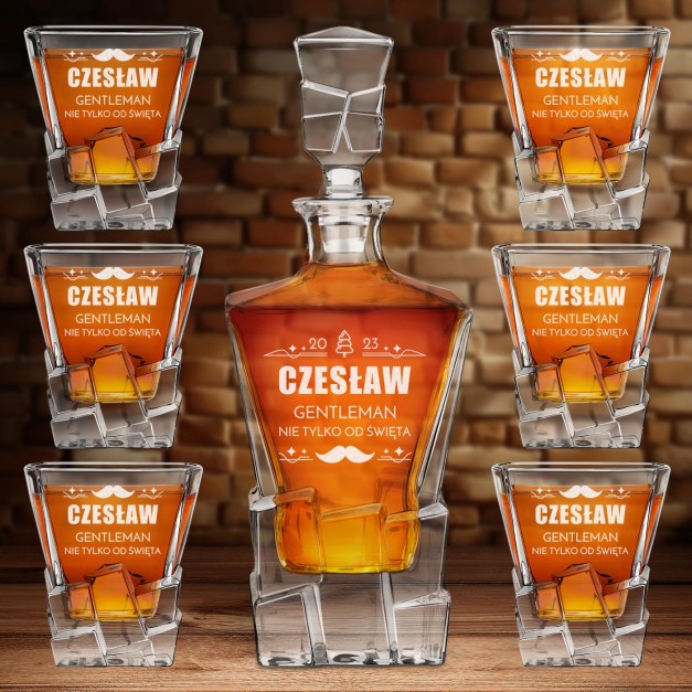 Karafka Ice Blink i 6 szklanek z grawerem dla gentlemana na święta