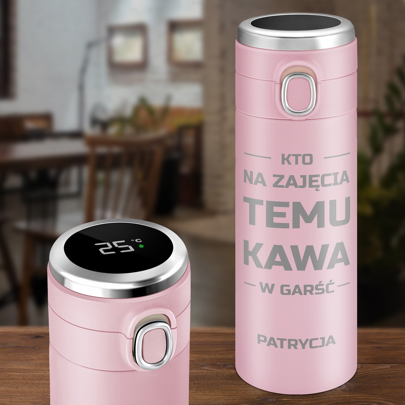 Kubek termiczny rowy z wywietlaczem LED i grawerem dla studentki na imieniny