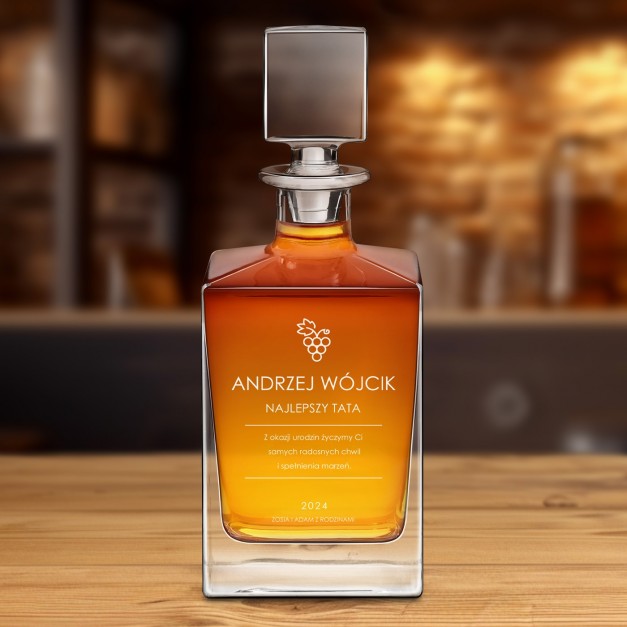 Karafka do whisky cube z grawerem dla taty na urodziny