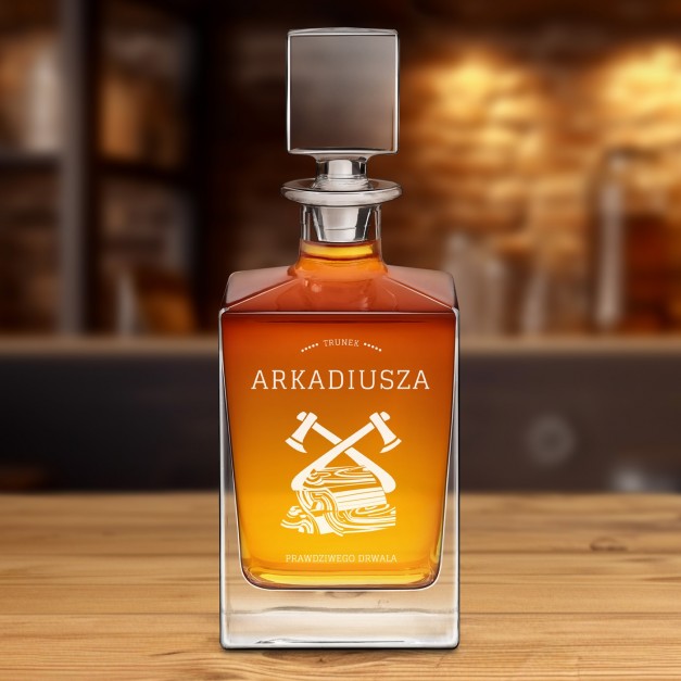 Karafka do whisky cube z grawerem dla drwala na imieniny