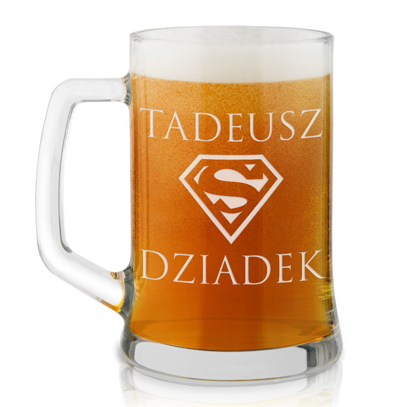 Kufel szklany do piwa z grawerem dla dziadka na imieniny