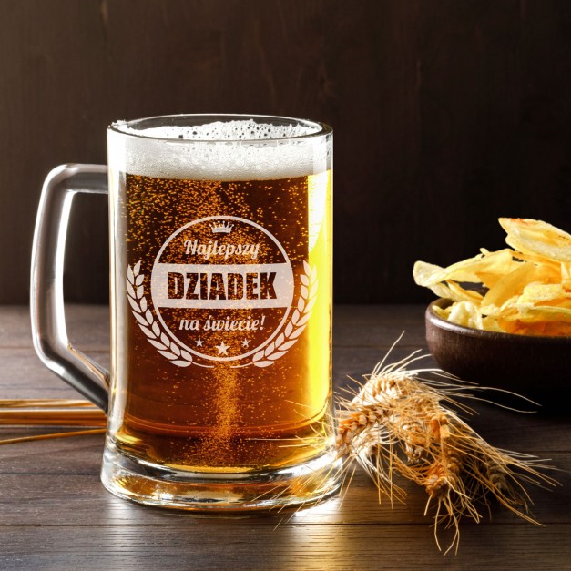 Kufel szklany do piwa z grawerem na imieniny