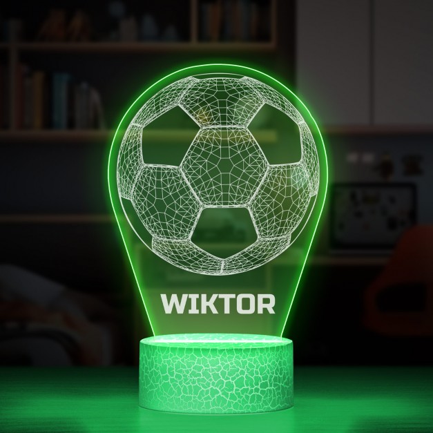 Lampka LED L 3D z nadrukiem na szkle akrylowym z piłką nożną