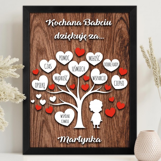Plakat personalizowany w ramce dla Babci podziekowania na Dzień Babci
