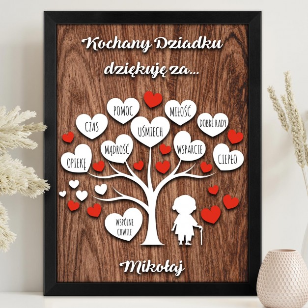 Plakat personalizowany w ramce dla Dziadka podziekowania na Dzień Dziadka