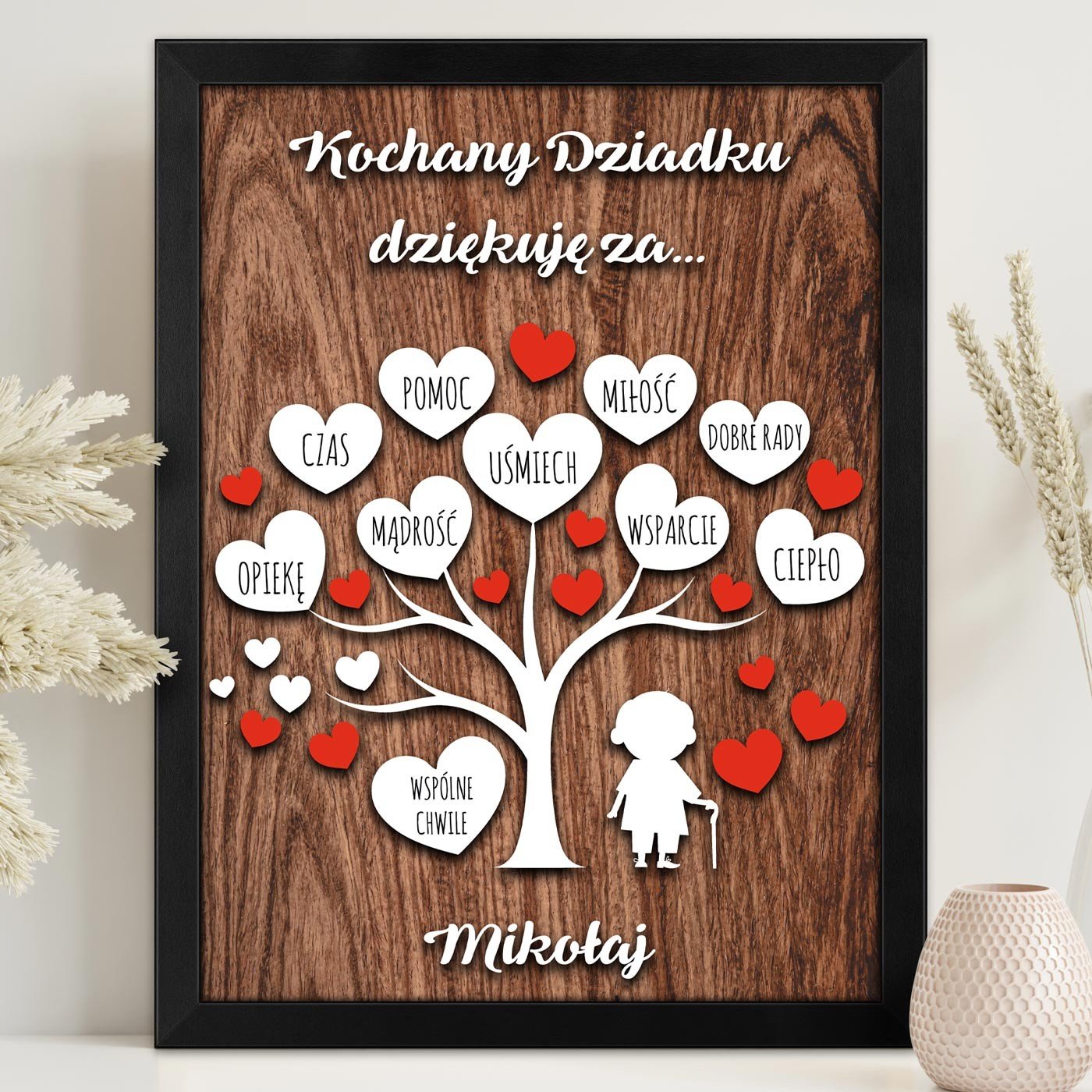 Plakat personalizowany w ramce dla Dziadka podziekowania na Dzie Dziadka
