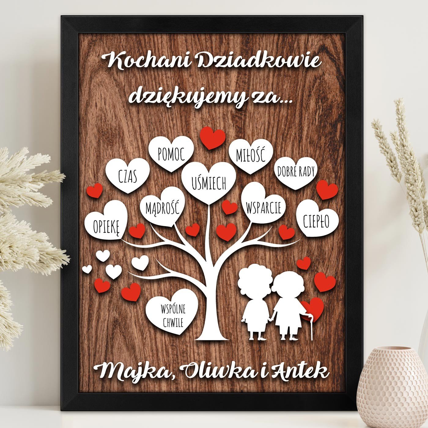 Plakat personalizowany w ramce na Dzie Babci i Dziadka podzikowania