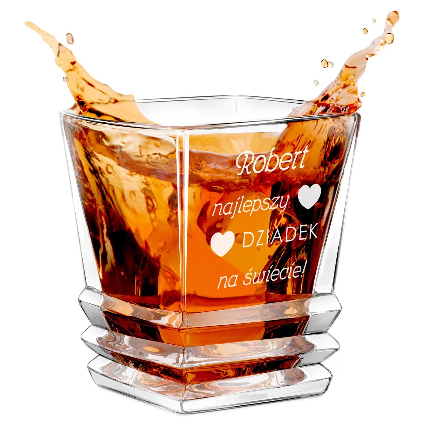 Szklanka do whisky geometric z grawerem z imieniem dla dziadka