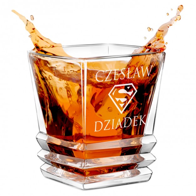 Szklanka do whisky geometric z grawerem dla super dziadka