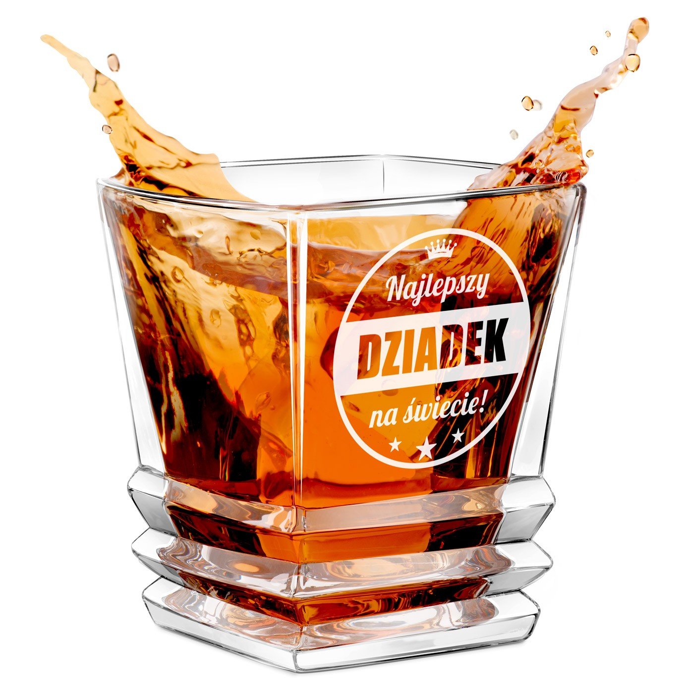 Szklanka do whisky geometric z grawerem na Dzie Dziadka