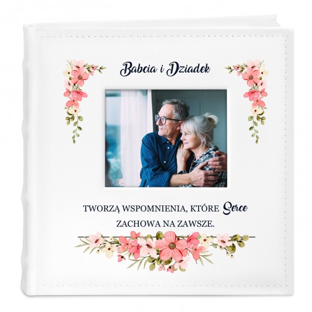 Album mały na zdjęcia z oknem i nadrukiem dla babci i dziadka