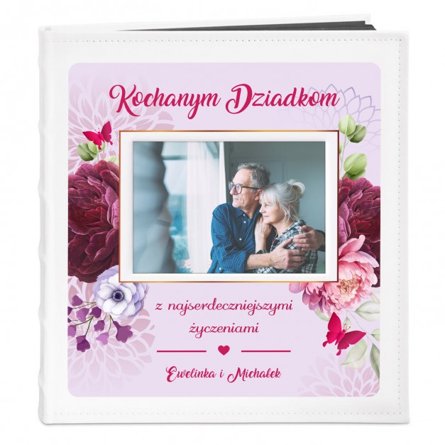 Album na zdjęcia z okienkiem i nadrukiem dla dziadków