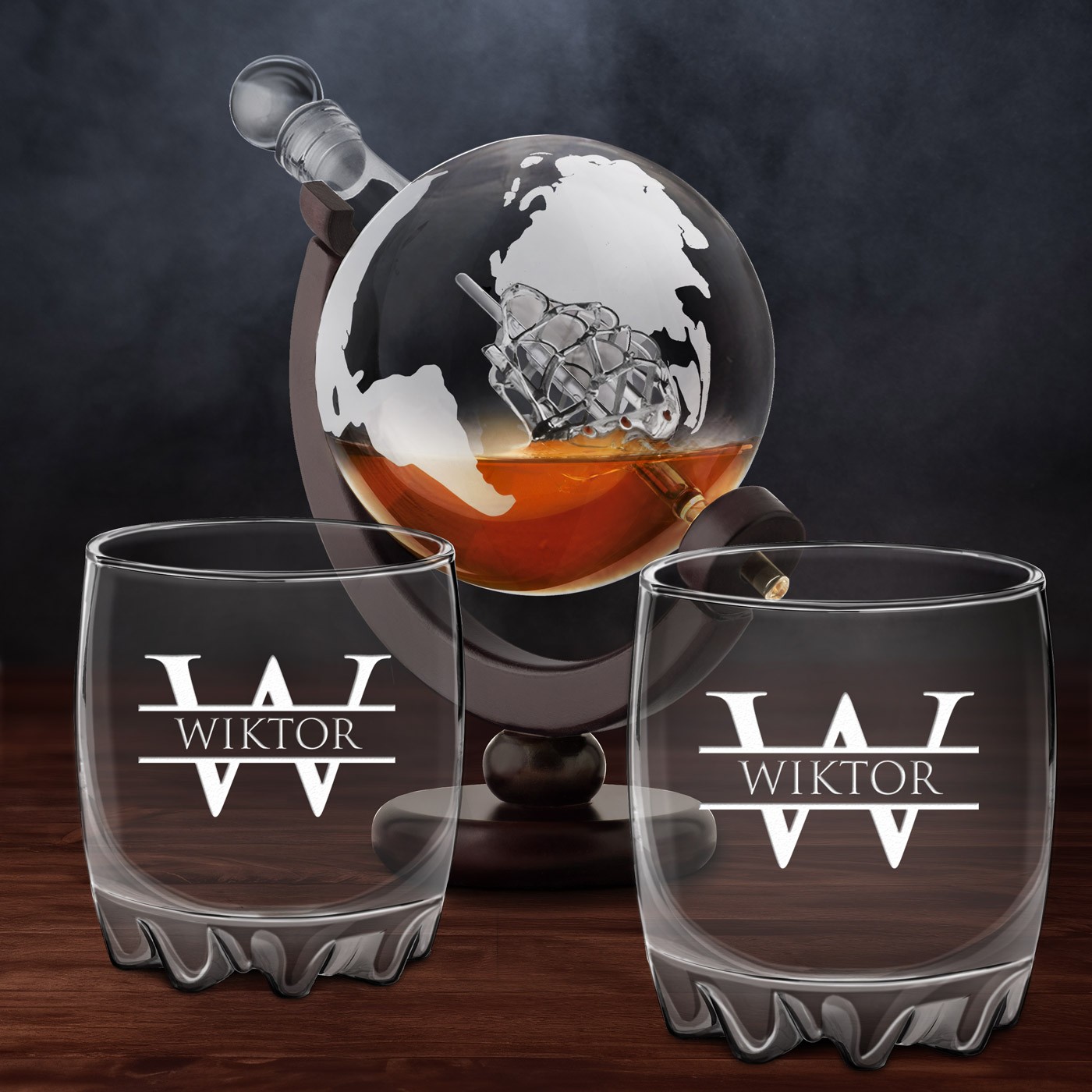 Karafka globus 2 szklanki sylwana zestaw do whisky dla gentelmana
