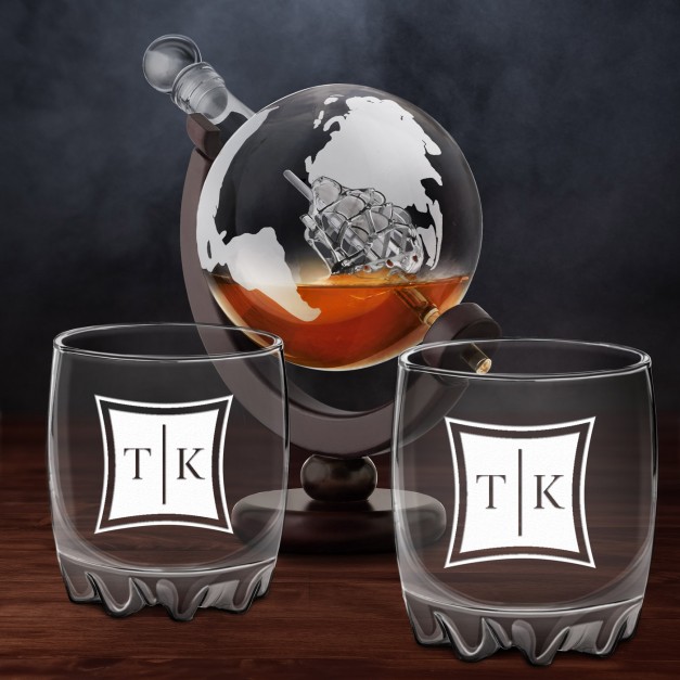 Karafka globus 2 szklanki sylwana zestaw do whisky na dzień ojca
