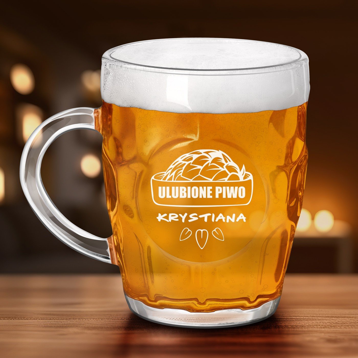 Bbelkowy kufel na piwo z grawerem dla piwosza na imieniny