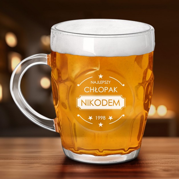 Bąbelkowy kufel na piwo z grawerem dla chłopaka na urodziny Dzień Chłopca