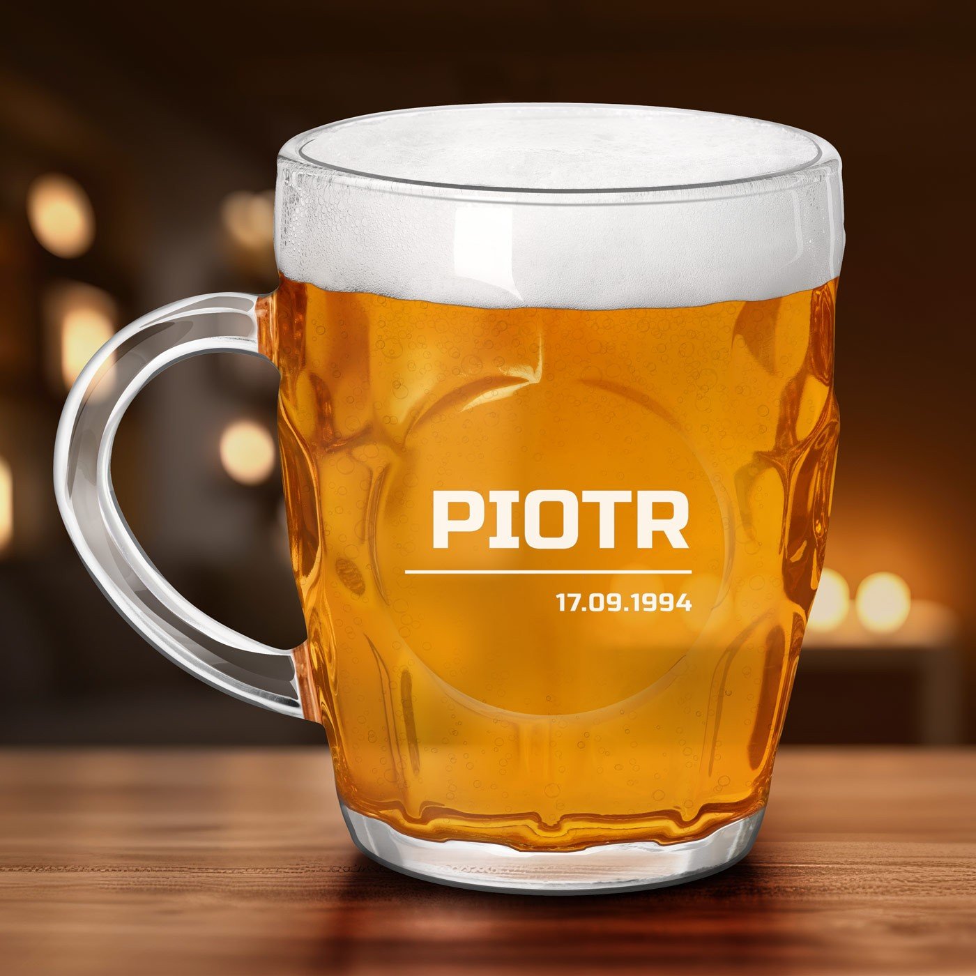 Bbelkowy kufel na piwo z grawerem dla niego na urodziny