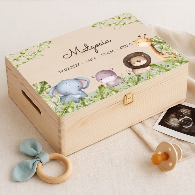 Pudełko wspomnień duże z nadrukiem dla noworodka z metryczką